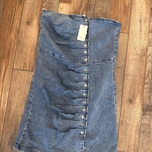 Denim Blue Button-Front Skirt